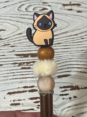 Cute Siamese Cat Plush Top Cat Pen - Cream and Brown